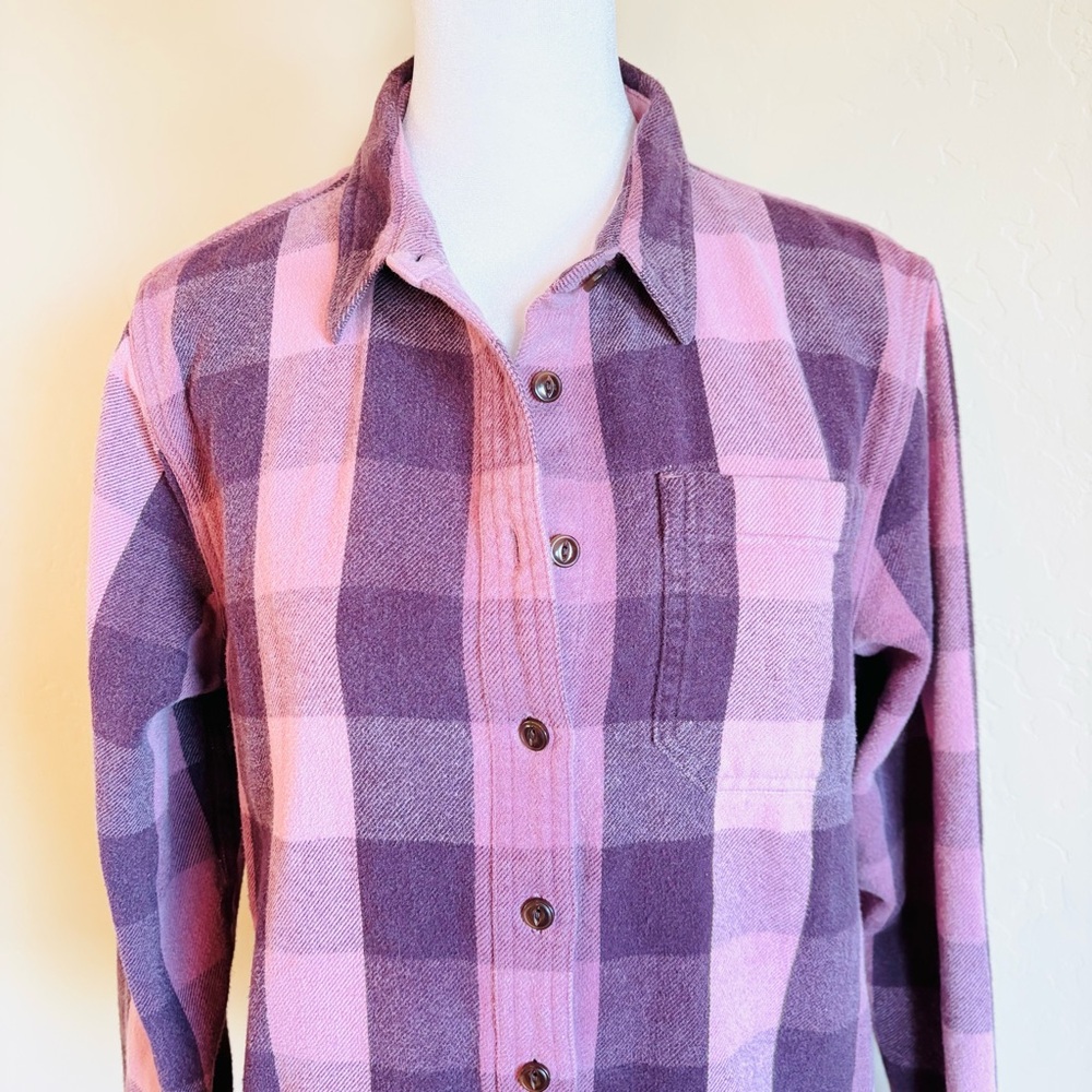 L.L. Bean Pink & Purple Plaid Flannel - Picture 2 of 12